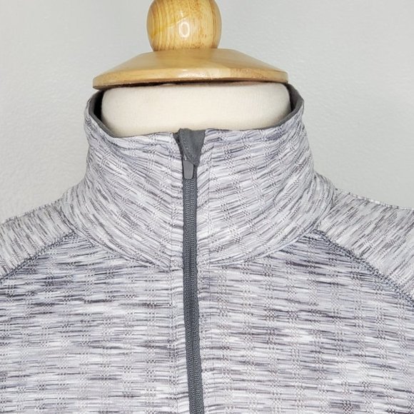 Avia Gray Heathered Striped Popover Activewear Soft Inside Micro Fleece Top M - Picture 11 of 13